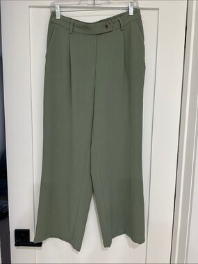Jules & Leopold Olive Green Wide-Leg Pants
